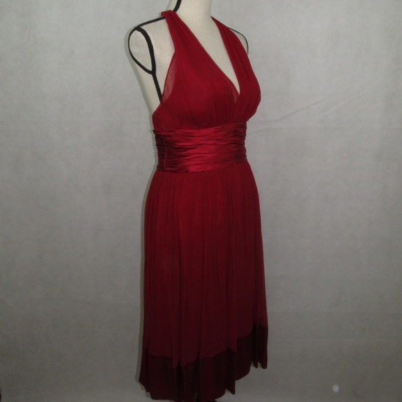 Maggy London Petites Size 6P Red Halter 100% Silk - Picture 7 of 7